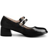 BLISSFUL STEP Women's Square Toe Ankle Strap Block Heels Mary Jane Pumps - 2 of 3