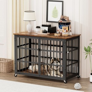 Racxily Furniture Style Dog Crate Wrought Iron Frame Door with Side Openings, 43.3''W x 29.9''D x 33.5''H - 1 of 4