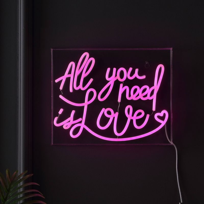 13.7&#34; X 10.9&#34; All You Need is Love Contemporary Glam Acrylic Box USB Operated LED Neon Light Pink - JONATHAN Y, 4 of 7