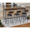 Industrial 63" Bar Table Set with 3 PU Upholstered Stools, Modern Breakfast Table for Kitchen, Living Room, or Banquet Hall - 2 of 4