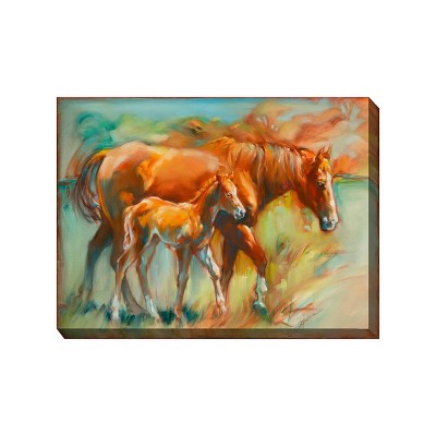 Cottage Garden West of The Wind Side by Side Brown, Green 40 x 30 Inch Waterproof Gallery Wrapped Canvas, Outdoor Garden, Yard, Patio All Weather