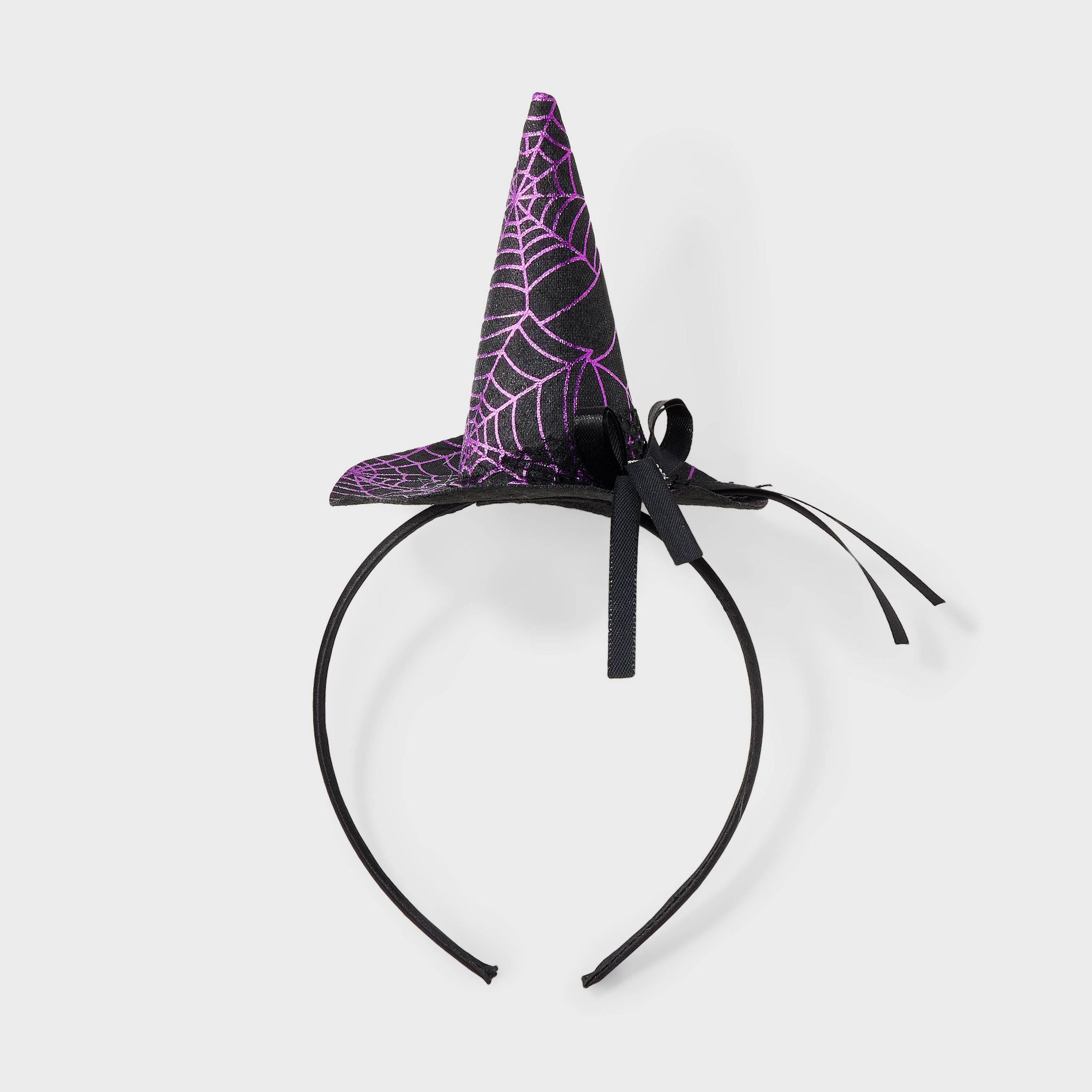 Halloween Spider Web Witch Hat Headband - Purple/Black