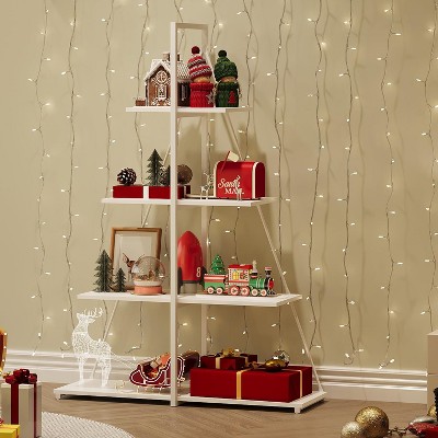 Bookcase, 4-Tier Ladder Bookshelf, A-Shaped Ladder Shelf Display
