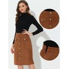 INSPIRE CHIC Women's High Waist Faux Suede Knee Length A-Line Skirts - 2 of 4