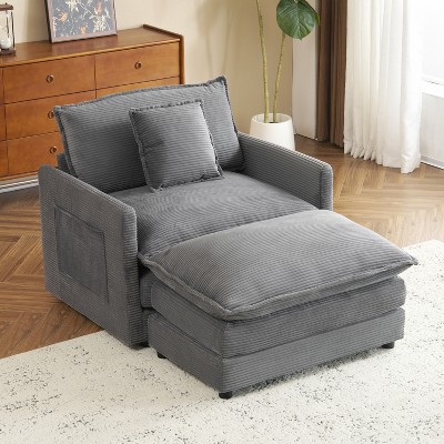 Modern L-Shaped Sectional Sofa, Comfy Corduroy Upholstered Modular Couch with Side Storage Pockets and Pillows for Living Room - ModernLuxe