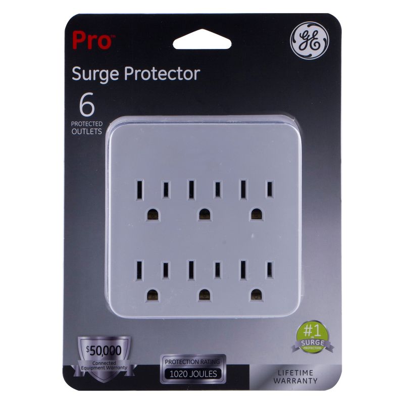 GE 6 Outlet Surge Protector Charging Station, 1 of 8
