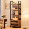 Modern Farmhouse Bookcase w/ Drawers - 70.87"H Brown Woodgrain Display Storage for Bedroom, Living Room, Home Office, Brown - 3 of 4