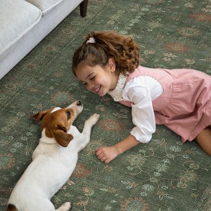 Abynow Vintage Floral Farmhouse Indoor Washable Area Rug - 1 of 4