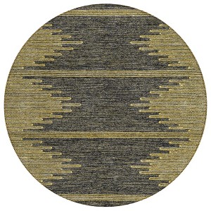 Dark Gray And Gold Abstract Washable Indoor Outdoor Area Rug - 1 of 4