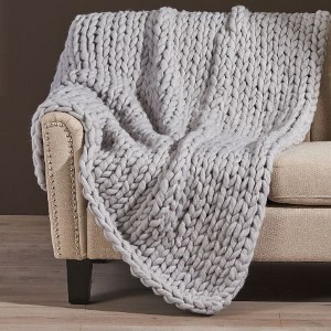 Sapphtopaz Cozy Knitted Throw Blanket, Double-Sided Plush Decorative Blanket for Couch, Bed & Living Room, 50 x 60" Lightweight Blanket - 1 of 4