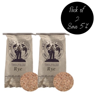 Grain Place Foods 25 lb Organic Rye Non-GMO - Pack of 2