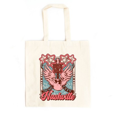 City Creek Prints Nashville Stars Canvas Tote Bag - 15x16 - Natural