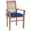 vidaXL Dining Chair Set of 6 Teak and Blue - 3 of 4