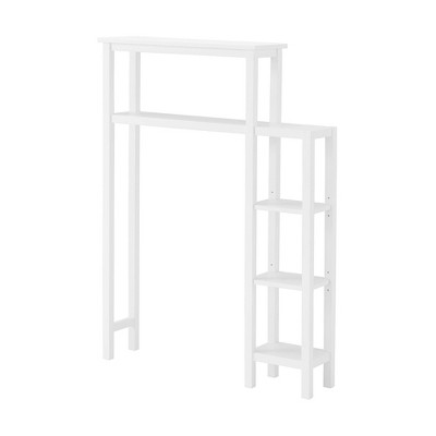 White Adjustable Over-the-Toilet Organizer with Side Shelving
