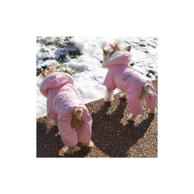 DOGGIE DESIGN Pink Ruffin It Dog Snowsuit - Large (L), 4 of 5
