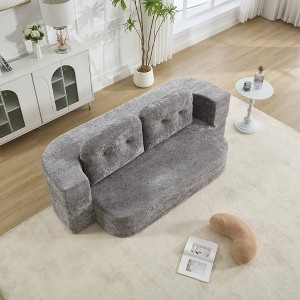 Hrinhom 78.7"W Folding Loveseat Lounge Floor Sofa,Sofa Bed with 2 Pillows - 1 of 4