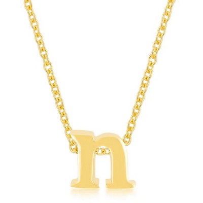 ShineHigh Gold Plated Stainless Steel Lowercase Initial Pendant Necklace with 18" Chain + 2" Extender – Letters B to Z