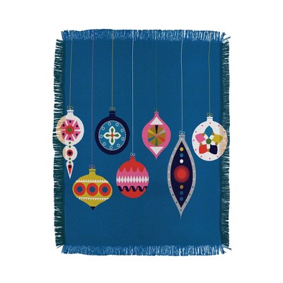 Showmemars Retro Christmas Baubles 56"x46" Woven Throw Blanket - Deny Designs