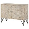 ORRD White Washed 2-Door Wood Accent Cabinet with Metal Legs, Rustic Modern Storage Cabinet for Living Room, Bedroom & Hallway - 3 of 4