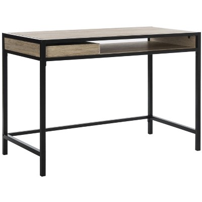Alan Rustic Brown and Black Wood Corner Desk with Drawer