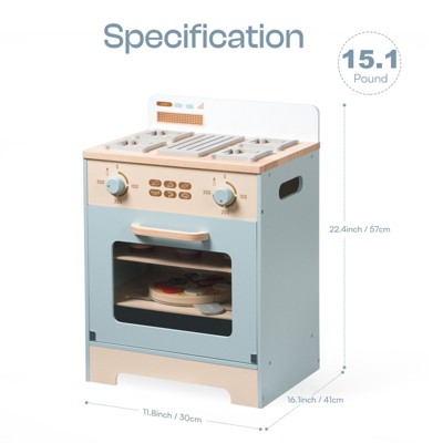 Robud Blue Wooden Oven Playset with Pizza and Cupcakes