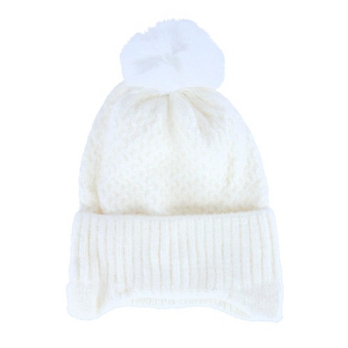 Charles Albert Girl's Soft Feel Yarn Pom Beanies - Kids Winter Hat In White  : Target