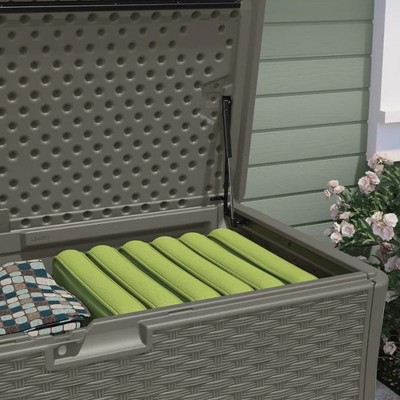134 Gallon Stoney Gray Wicker Pattern Deck Box