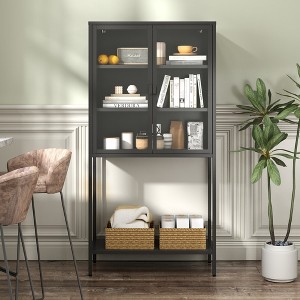 Vatros Metal Storage Cabinet Sideboards & Buffet Display Storage Cabinet with Glass Doors - 1 of 4