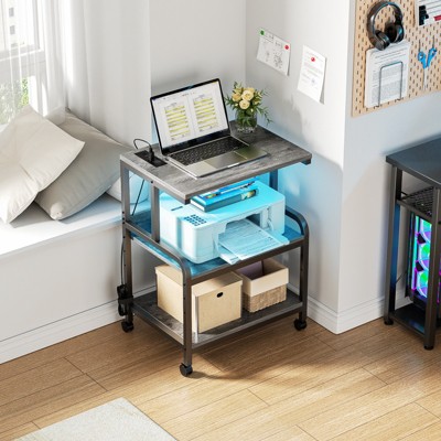 Aheaplus 30.3'' H x 23.6'' W Printer Stand with Charging Station And Wheels