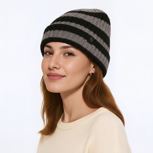 Anna-Kaci Unisex Striped Knit Beanie Hat Cuffed Warm Winter Cap - 1 of 3