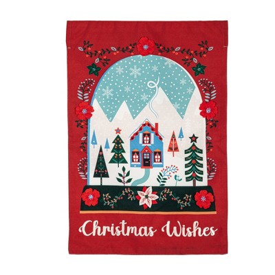 Evergreen Garden Flag Christmas Wishes Burlap Double Sided Indoor 