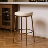 HomeRoots 31" Ivory and Antiqued Brass Fabric and Metal Backless Bar Height Bar Chair - 2 of 4