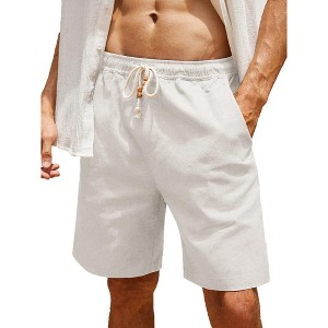 COOFANDY Men's Linen Shorts Casual Elastic Waist Drawstring Summer Beach Shorts - 1 of 4