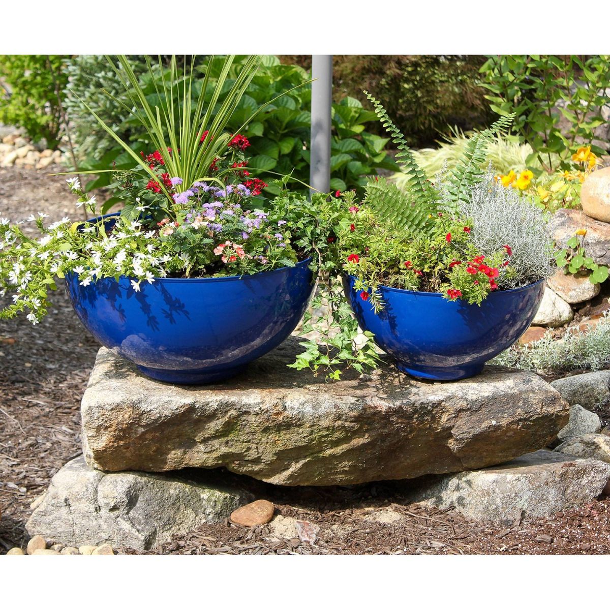 8" Planter French Blue Galvanized Steel - ACHLA Designs: Rust-Resistant, Weather-Resistant, Outdoor Tabletop Decor - thumbnail 3