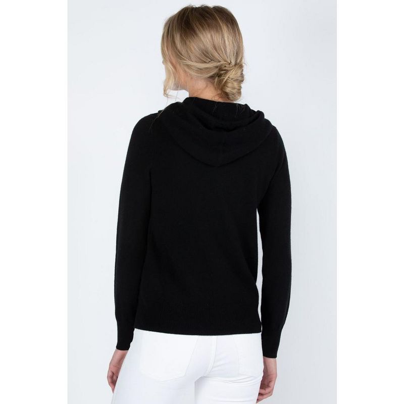 JENNIE LIU Women's 100% Pure Cashmere Long Sleeve Zip Hoodie Cardigan Sweater, 2 of 6