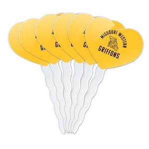 Missouri Western State University Griffons Heart Love Cupcake Picks Toppers Decoration Set of 6 - 1 of 4