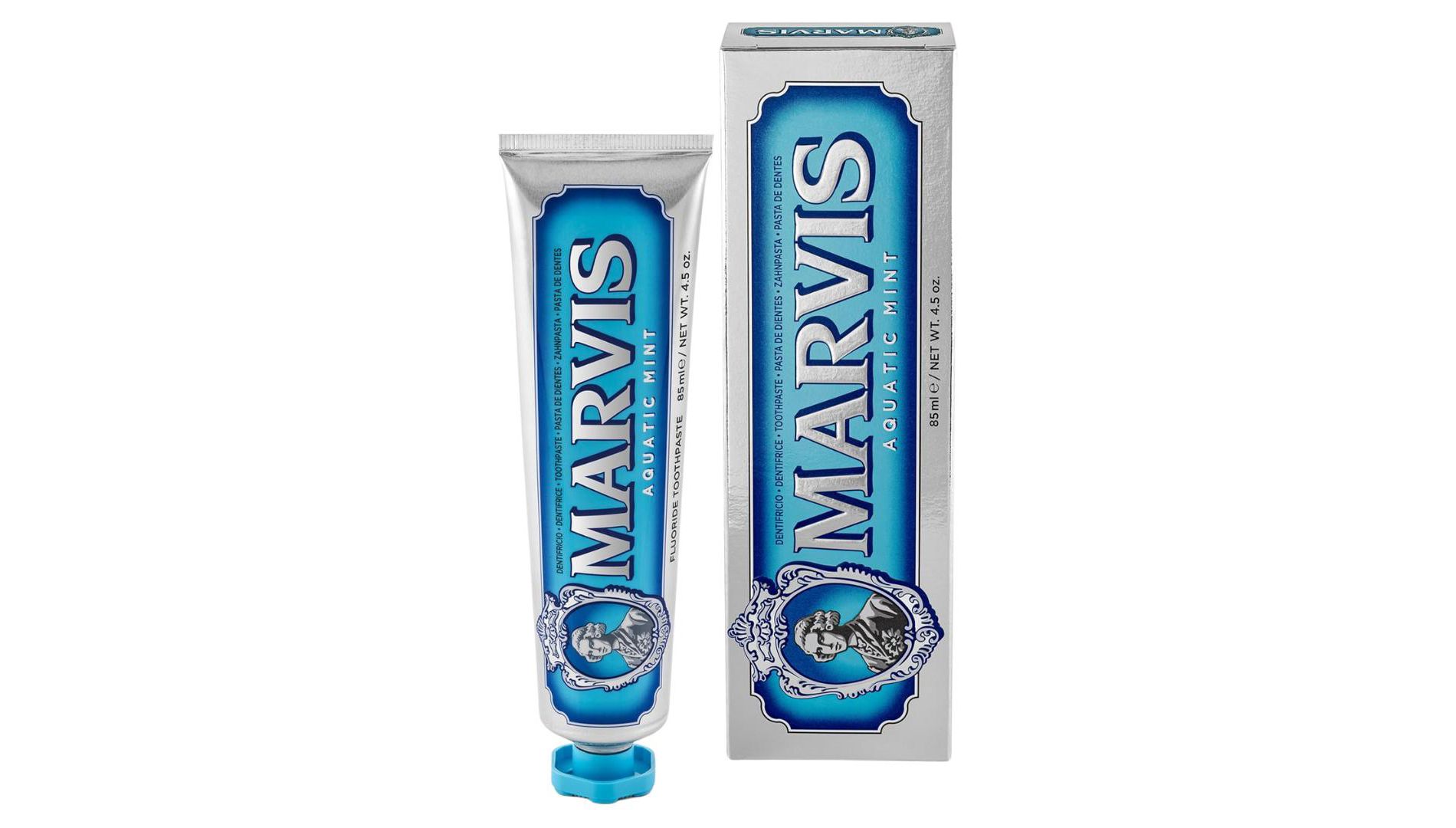 Marvis Toothpaste  - Aquatic Mint (4.5 oz FULL SIZE) Sensational Flavoured Tooth Paste Helps Remove Plaque & Promote Healthy Teeth Gums