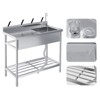Commercial Stainless Steel Utility Sink - Heavy Duty w/Faucet & Storage for Kitchen/Garage/Workshop - 4 of 4