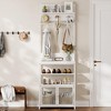 72.8" Hall Tree with 7 Hooks & 2 Doors, Coat Rack Shoe Storage, Narrow Coat Tree Shoe Shelf Organizer for Hallway, Entryway, Bedroom & Mudroom - 4 of 4