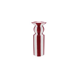 Storied Home Tall Hand-Painted Ceramic Striped Taper Holder, Red and White - 1 of 2