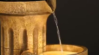 Rustic Polyresin 50" Outdoor Water Fountain with LED Light