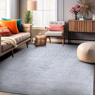 Gray 5' x 7' Flat Woven Reversible Synthetic Stripe Rug