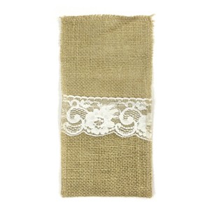 Wrapables Burlap with Lace Cutlery Holder for Rustic Weddings (Set of 10) - 1 of 4