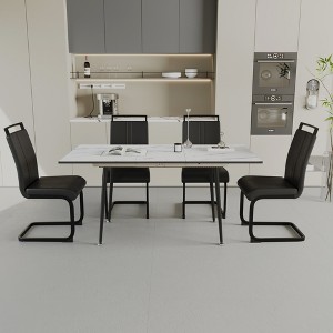 5-Piece Extendable Dining Set with Rectangle Kitchen Table and 4 C-shaped Tube Armless Chairs - 1 of 4