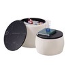 Round Storage Ottoman Coffee Table Footstool Set of 2 with Removable Top - 3 of 4