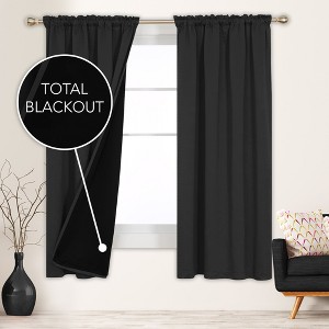 Deconovo ModernLuxury BlackOut RodCurtains For LivingRoom or BedRoom，Easy Clean,2Panels - 1 of 4