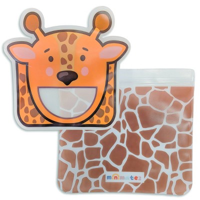 minimatez 2pc Sandwich/Snack Reusable Food Storage Bags Giraffe
