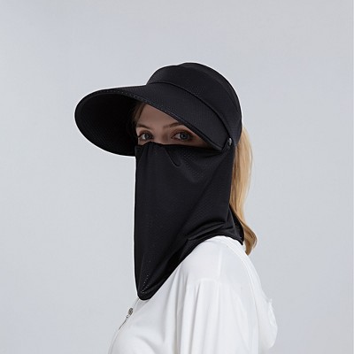 Anna-Kaci Womens Detachable Face Cover Sun Visor Cap UV Protection Mesh Panel Design with Extra Wide Brim