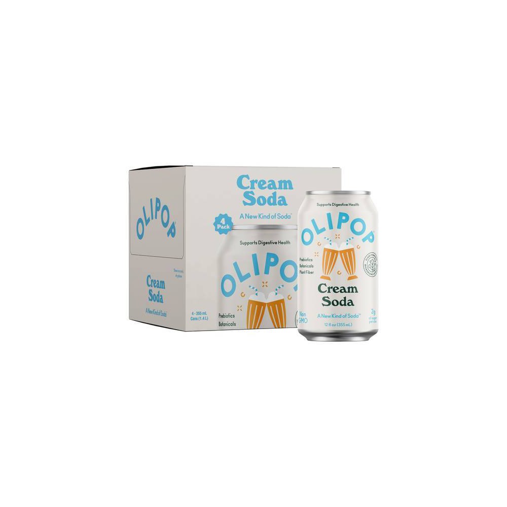 OLIPOP Cream Soda Prebiotic Soda - 4ct/12 fl oz Cans