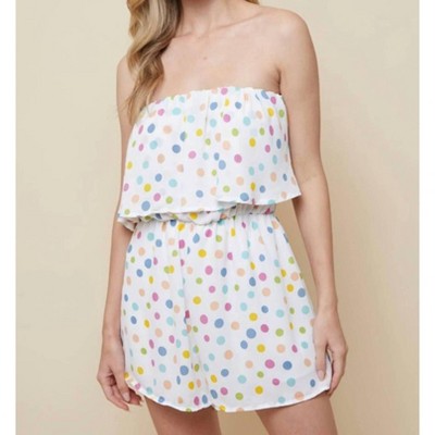 Women's The Dottie Romper: Polka Dot Ruffled Romper - Saints & Hearts